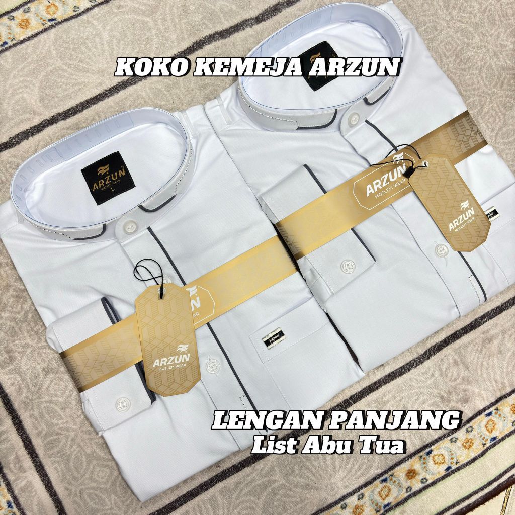 Arzun-Kemeja Koko Premium Lengan Panjang Putih / Warna