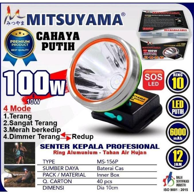 Senter Kepala 100 Watt Super Terang Mitsuyama MS-156P