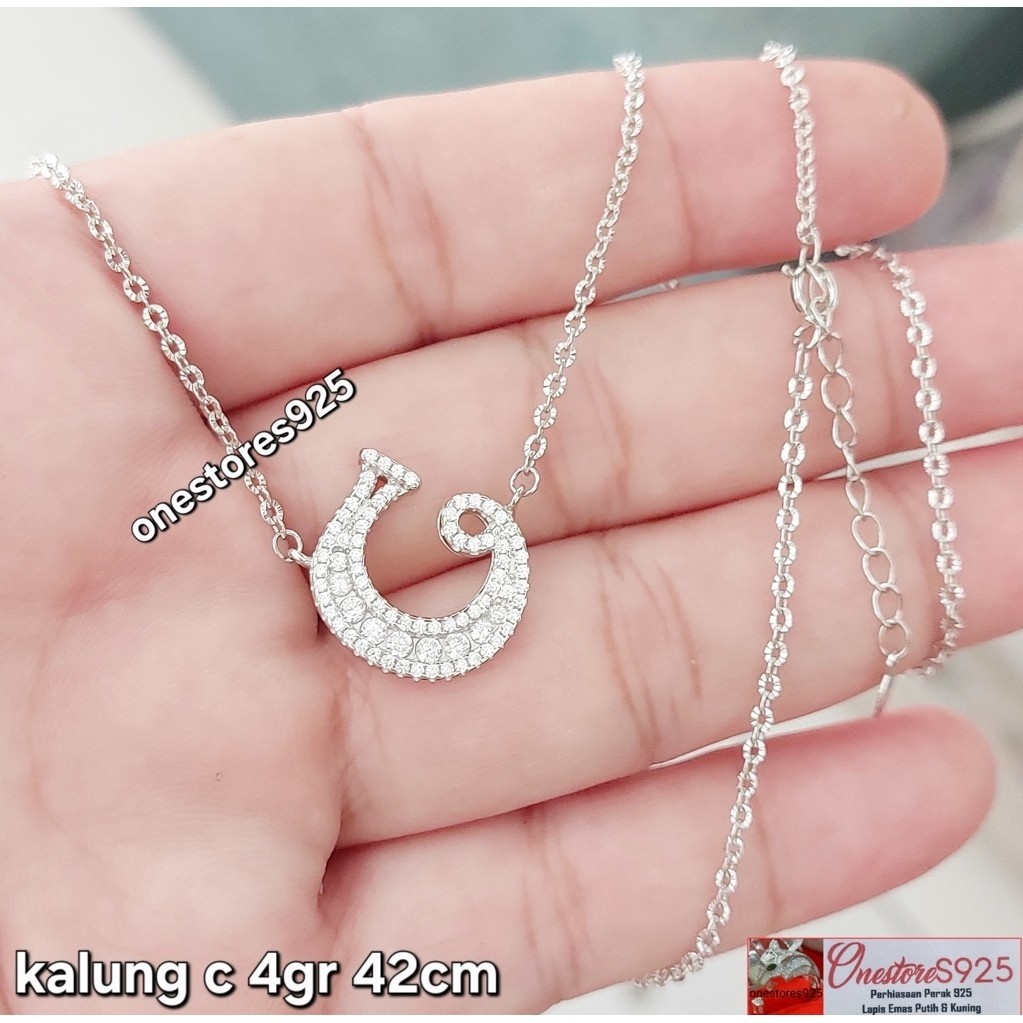 KALUNG NAMA HURUF INISIAL C PERAK 925 LAPIS EMAS PUTIH