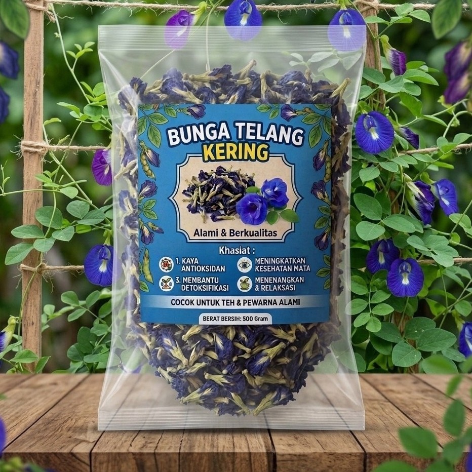 bunga telang kering 100% alami 500gr
