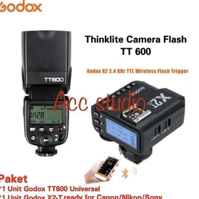 TERBARU - GODOX TT600 + TRIGGER X2Tc TTL WIRELLES FOR CANON FLASH GODOX TT600