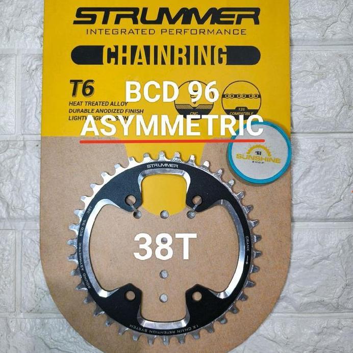 Chainring Crank Asymmetric BCD 96 STRUMMER 36T 38T 40T Narrow Wide ROUND Alloy CNC