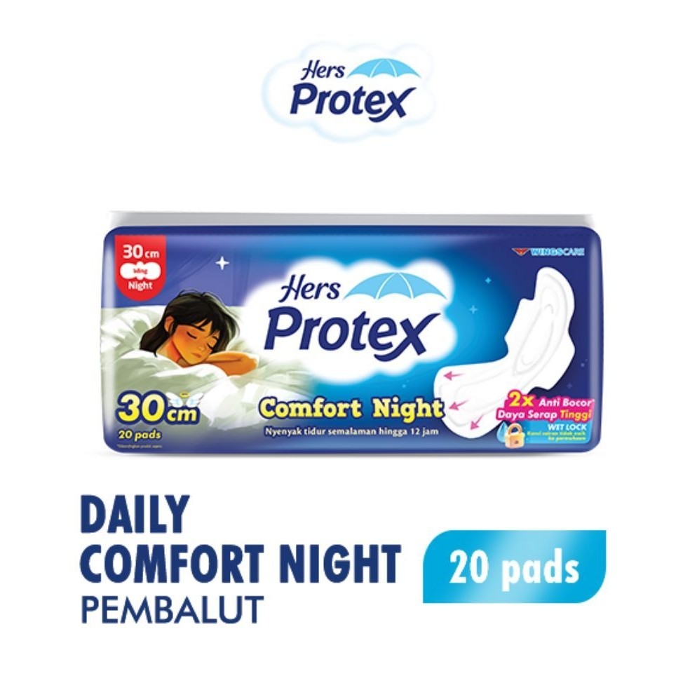 30 pcs Pembalut Malam Hers Protex 30cm- Nyaman Malam Hari
