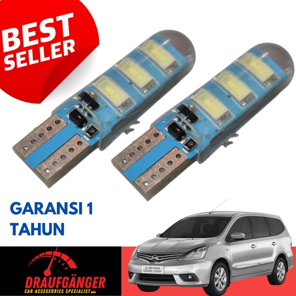 LED Lampu Senja Nissan Grand Livina Isi 2pcs Socket T10 21Watt 12v Blue Ice Garansi 1 Tahun PnP Niss
