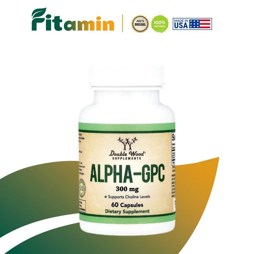Double Wood Alpha GPC Choline Nootropics Suplemen Otak Saraf 60 Capsules