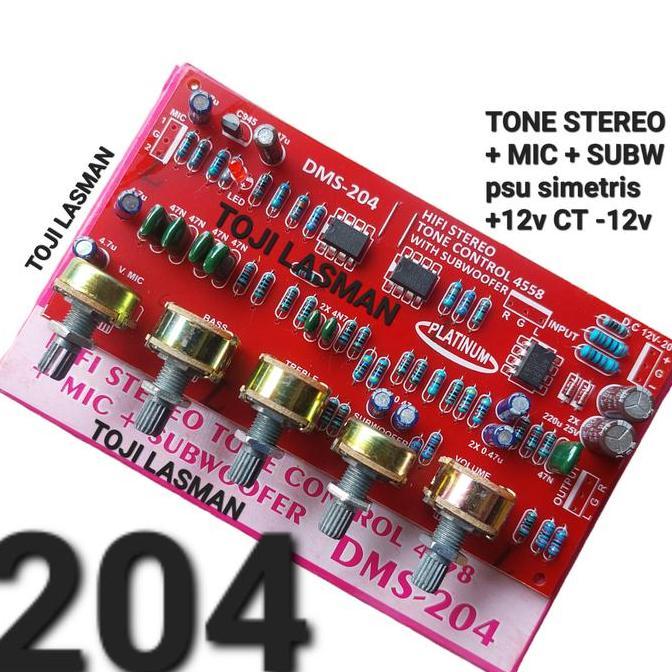 DMS 204 TONE CONTROL LM JRC 4558 + SUBWOOFER TONE SUBWOFER DMS204 PLATINUM STEREO KONTROL HIFI V MIC