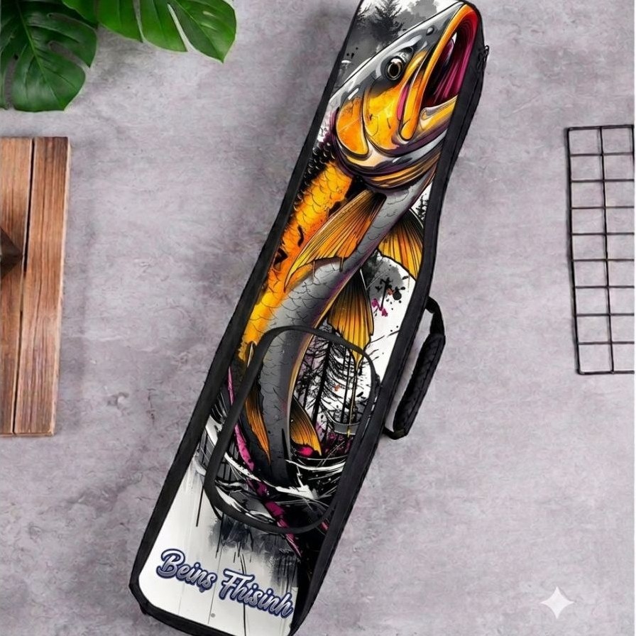 BEINS Tas Pancing Model Selempang Ransel Ukuran 70cm /Tas Joran Tegek Motif Printing Ikan  Keren Kek