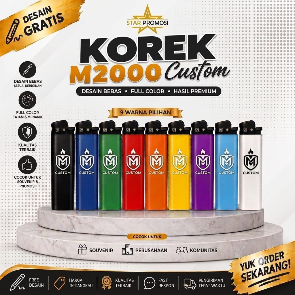 korek api m 2000 custom/cetak korek gas