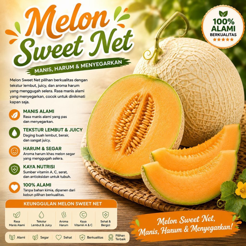 BUAH MELON SWEET NET HIDROPONIK MANIS CRUNCHY