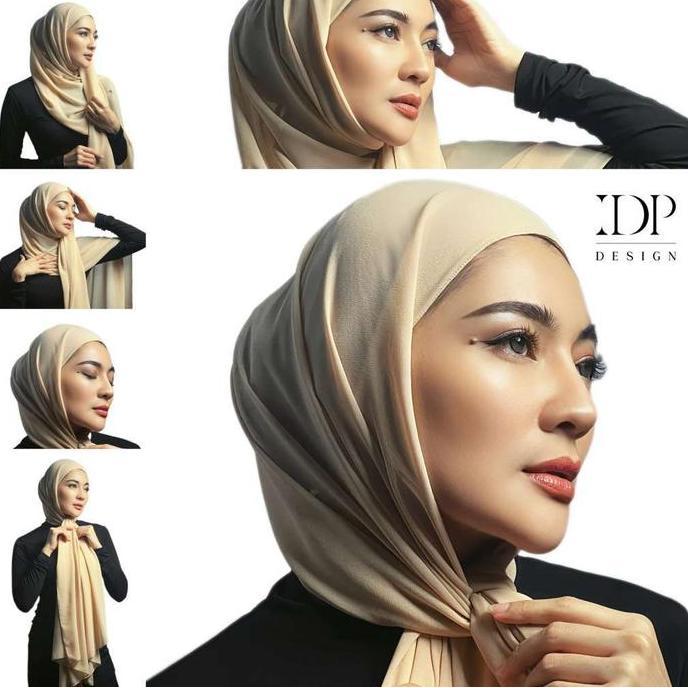 Pasmina Inner Idp Design Kerudung Wanita Muslim,Hijab Instan,Ceruty Rayon Hijab Kaos Panjang Lembut 