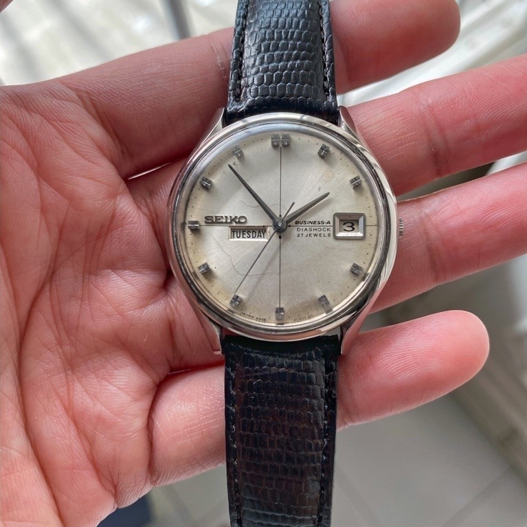 Seiko Business A Diashock 27 jewels automatic movement crosshair dial ref 8346-9020 rantai jubilee k