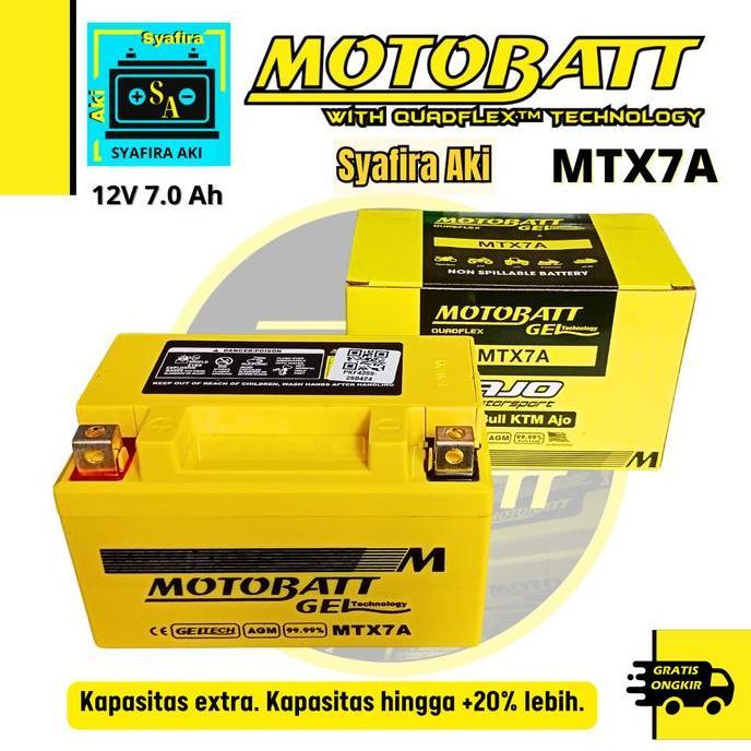 Aki Motor Ninja 250 Karbu, Ninja Mono 250, Z250 Mtx7A Motobatt Gel