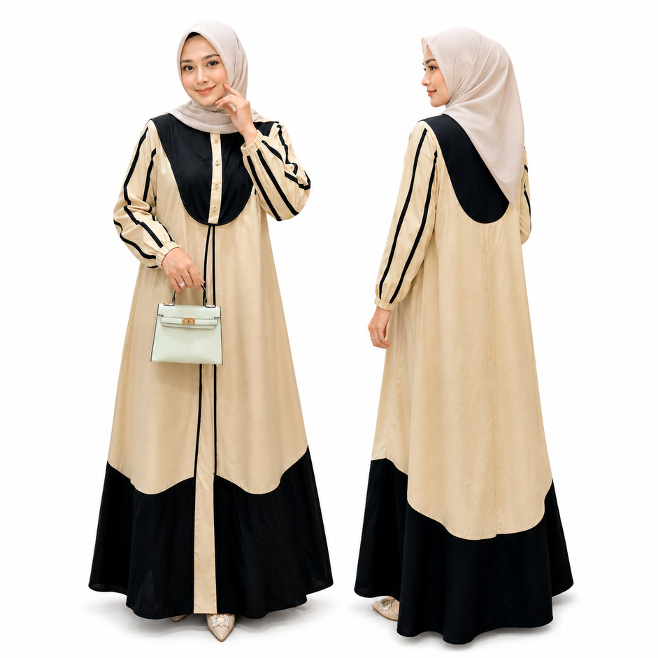 RINARA fASHION Gamis Berkarakter Coklat Muda