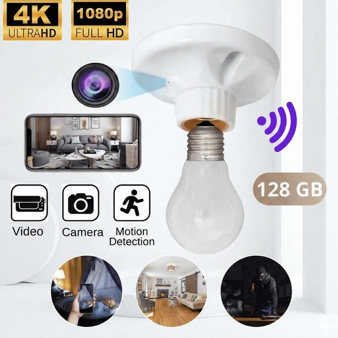 Teknobi Spy Camera Cctv Mini Socket Wireless Fitting Lampu Kamera Mini Tersembunyi cctv  kecil  ters