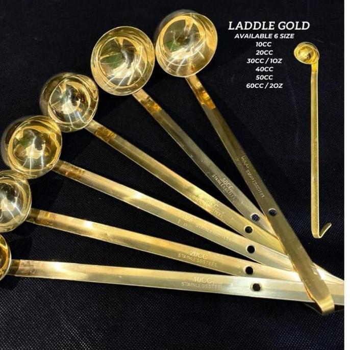 Ladle Stainless Steel / Gold / Ladle Ladel Sendok Centong Takar Ukur / Warna Emas / Ukuran Dalam Ml 