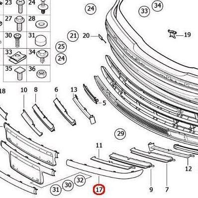 Lis bemper depan kanan E46/M43