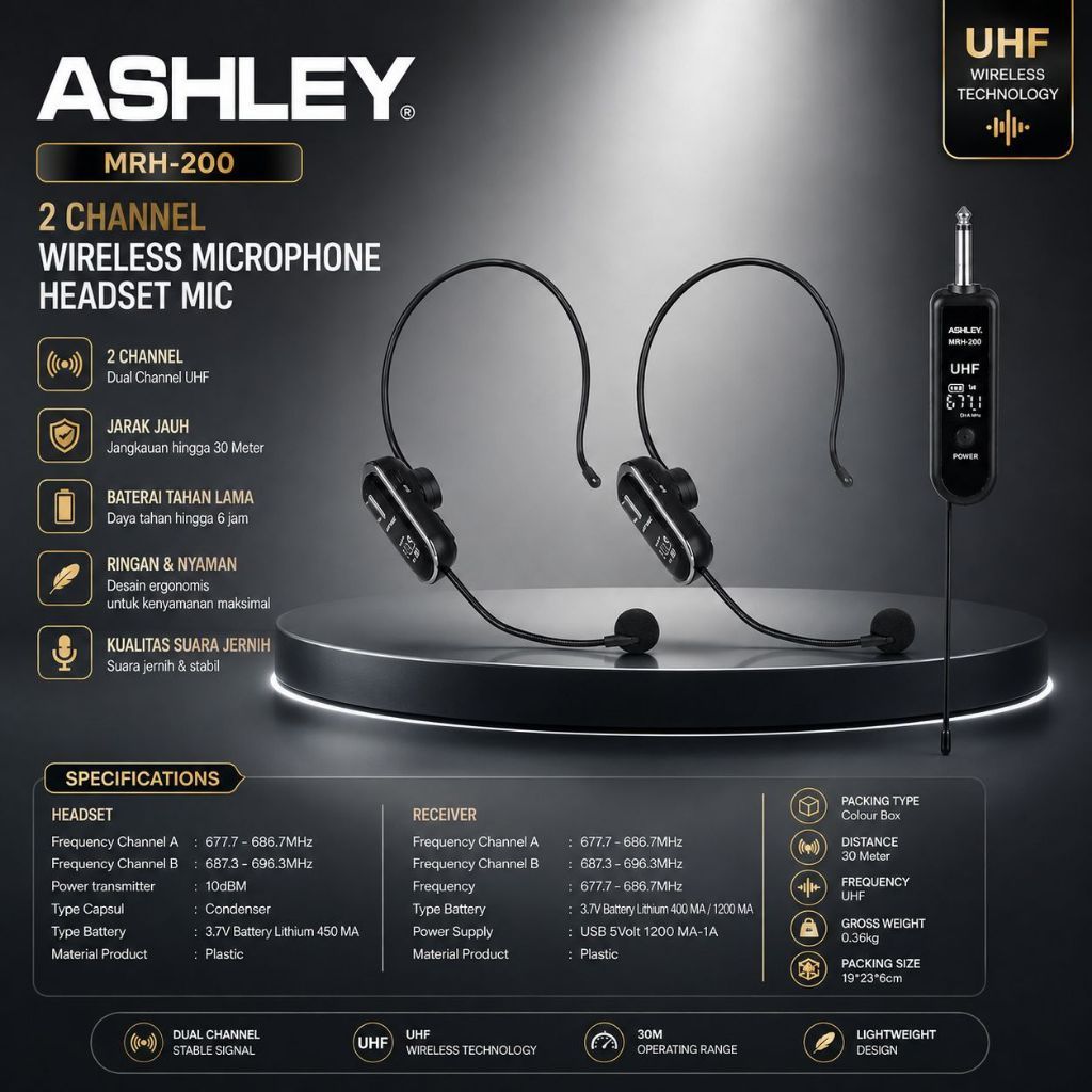Mic wireless bando Ashley Mrh 200 original Ashley Mrh 200 Mic bando