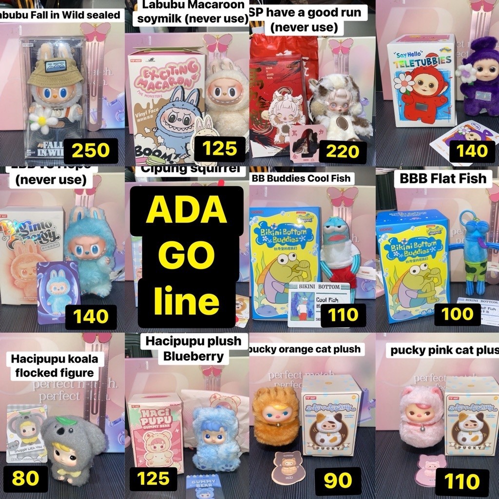 Popmart Plush Labubu Skullpanda Hacipupu Spongebob Pucky Teletubbies