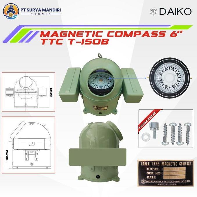 TERBARU - MAGNETIC COMPASS 6" TTC T150B DAIKO / KOMPAS MAGNET 6" T150B DAIKO