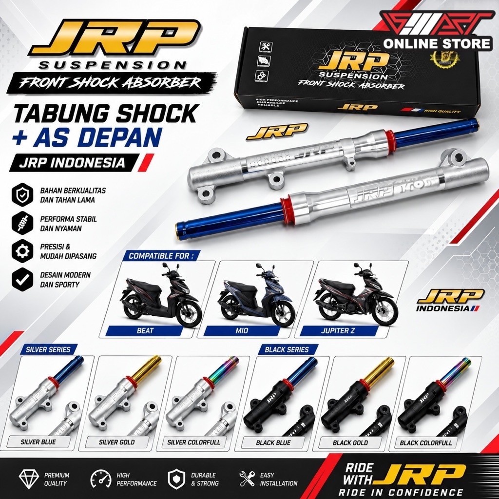 SHOCK DEPAN JRP BEAT , VARIO 125 , MIO ( SEPASANG )