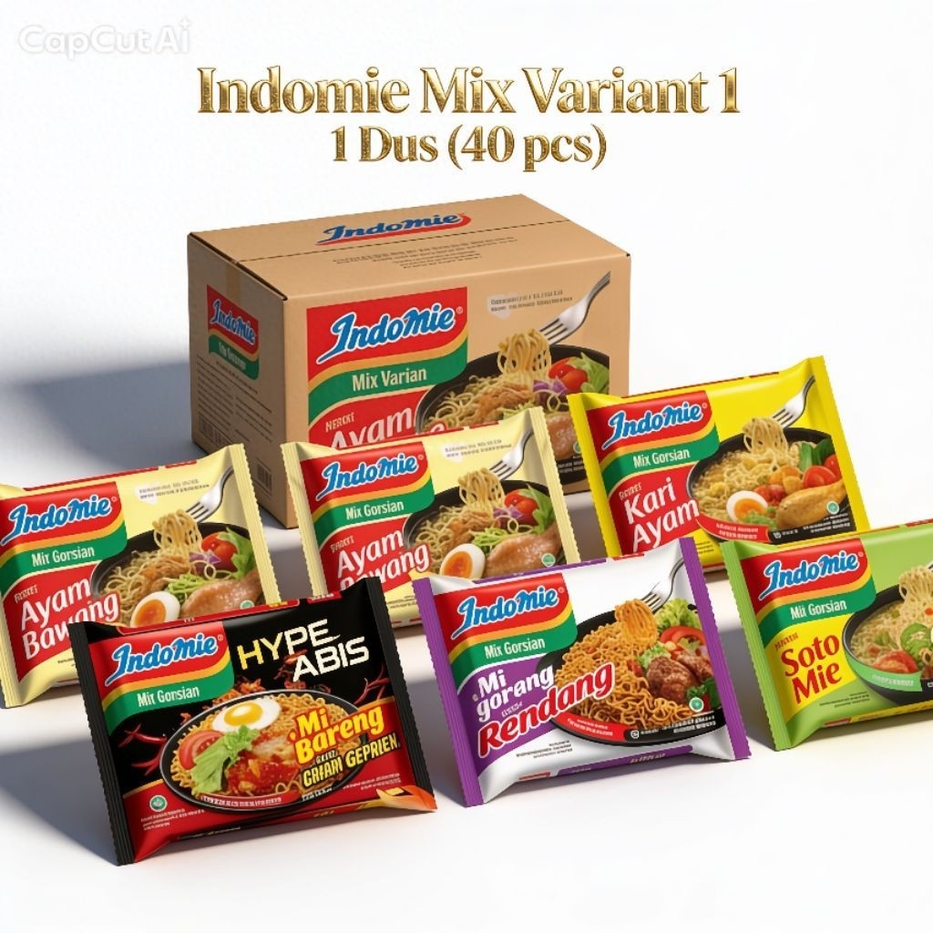 Mie Indomie 1 dus 40 pcs campur rasa - grosir mie instan grosir murah karton