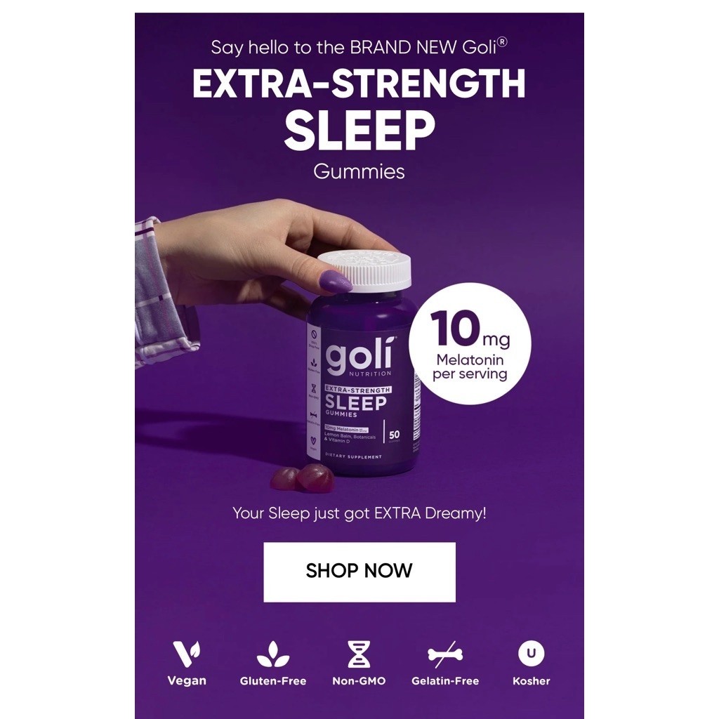 Goli Nutrition Extra-Strength Sleep Gummies 10mg Melatonin per Serving Vegan Gluten-Free