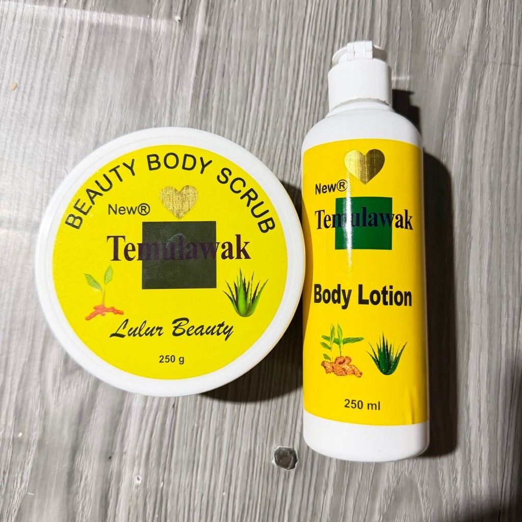 2in1 - Paket Body Lotion + Body Scrub TEMULAWAK NEW R Original BPOM