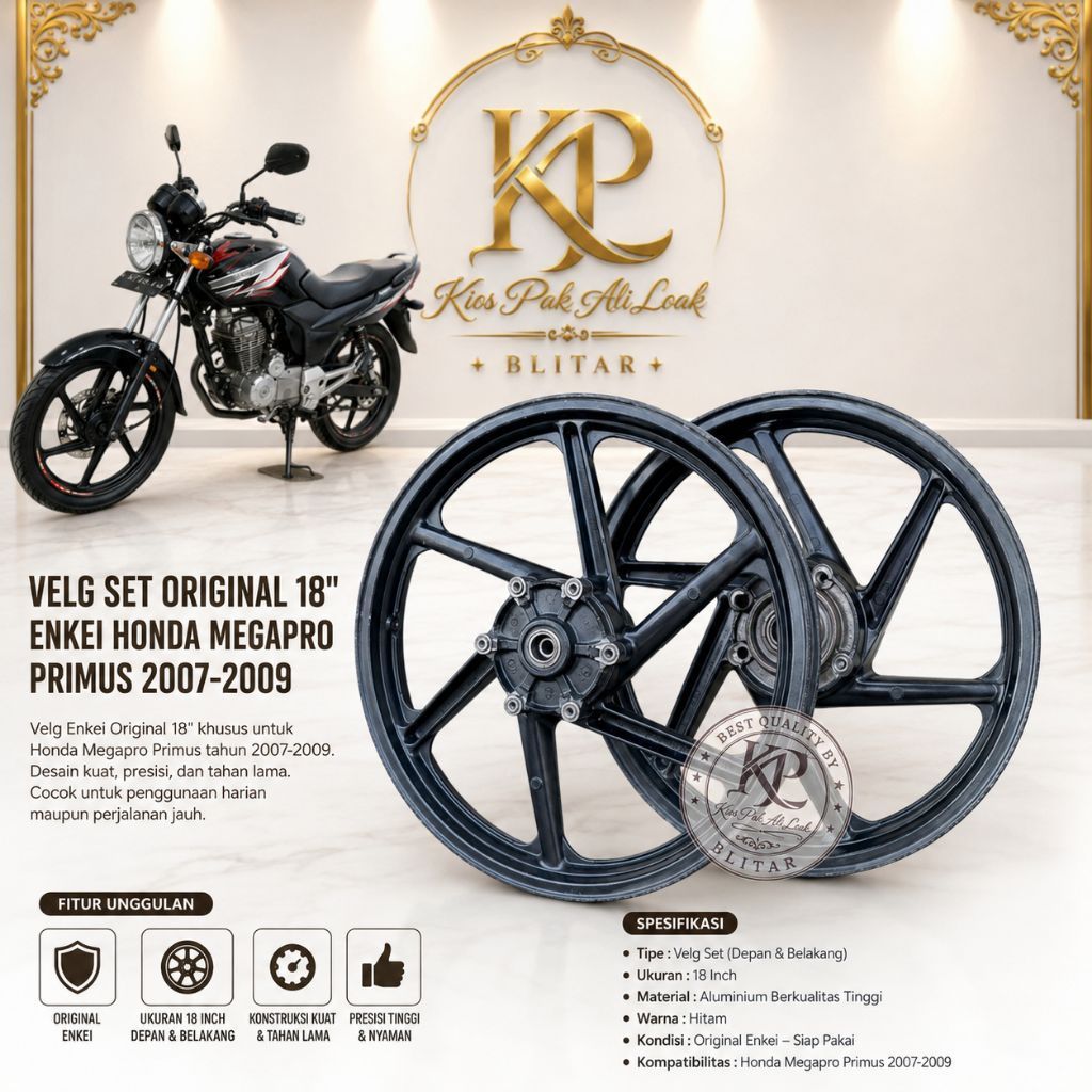 velg roda depan belakang set Honda cw enkei uk. 18X250/300 PNP GL-MAX MegaPro Primus TIGER