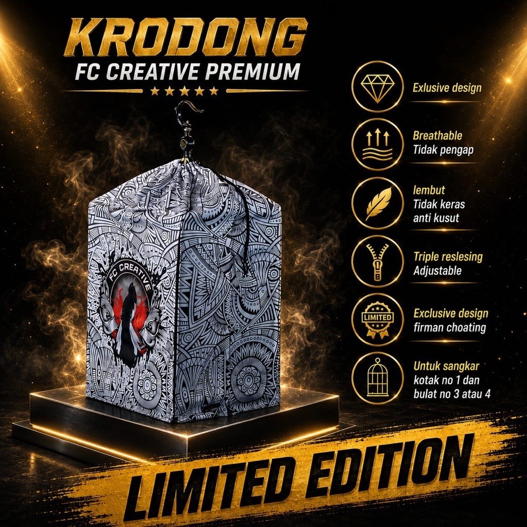 KRODONG KERODONG SANGKAR BURUNG KACER KUALITAS PREMIUM ORIGINAL FC CREATIVE V.1 SANGKAR KOTAK NO.1 S