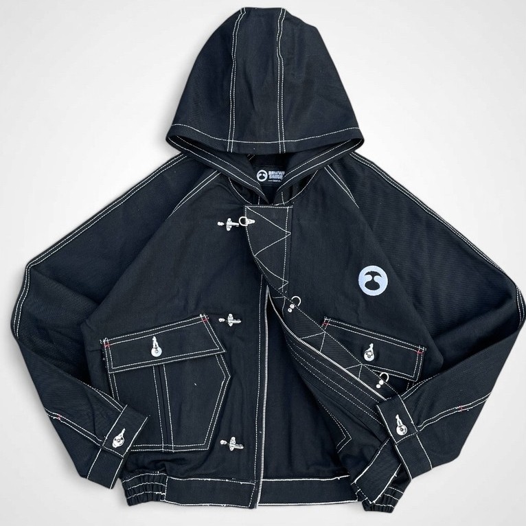 Bawwa | Jaket RAW DENIM (BAHAN KAKU) FIREMAN CLASP | JAKET HOODIE | JONES SERIES |  BLACK | Jaket Ho
