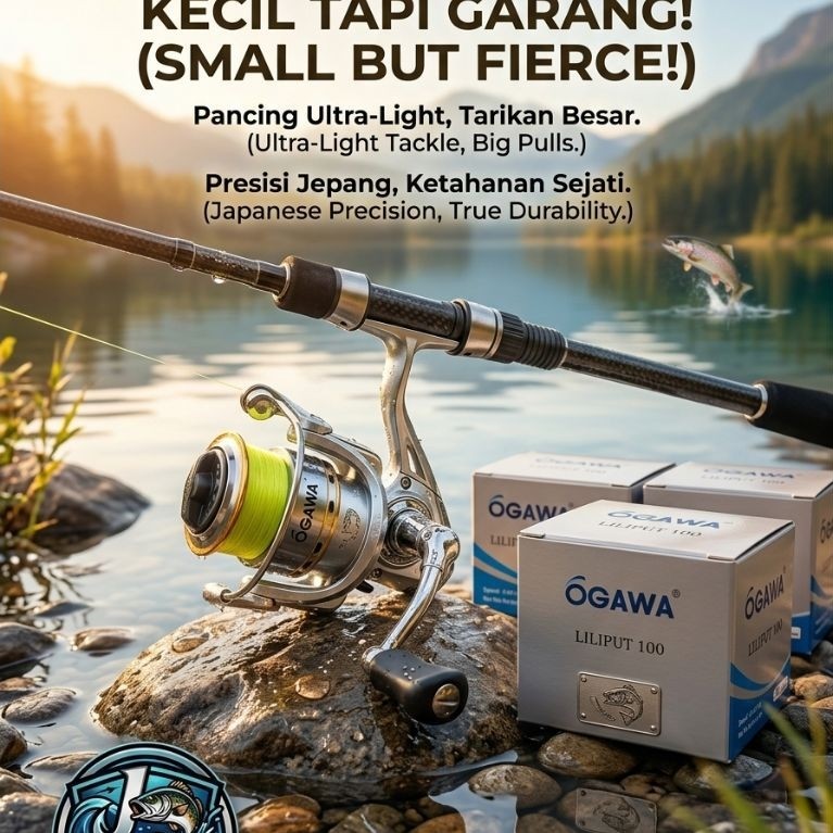 OGAWA Reel Mini Liliput 100 Micro Fishing 4.3:1 Anti Twist 150g Plastik Metal