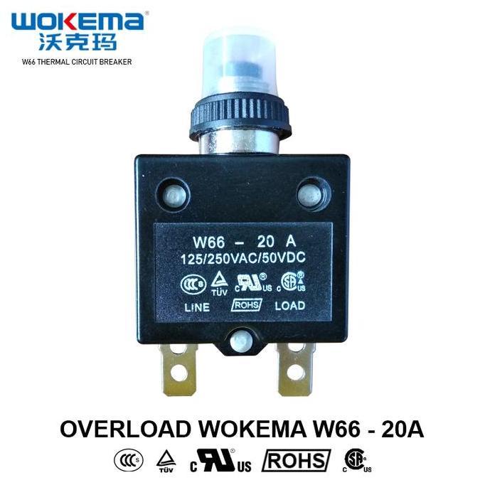 OVERLOAD - THERMAL CIRCUIT BREAKER WOKEMA 20 AMPERE - W66 SERIES