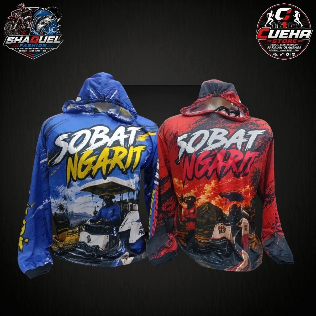 Jersey Sobat Ngarit L & XL Unisex Gambar Petani Padi Nyaman Full Printing Lengan Panjang