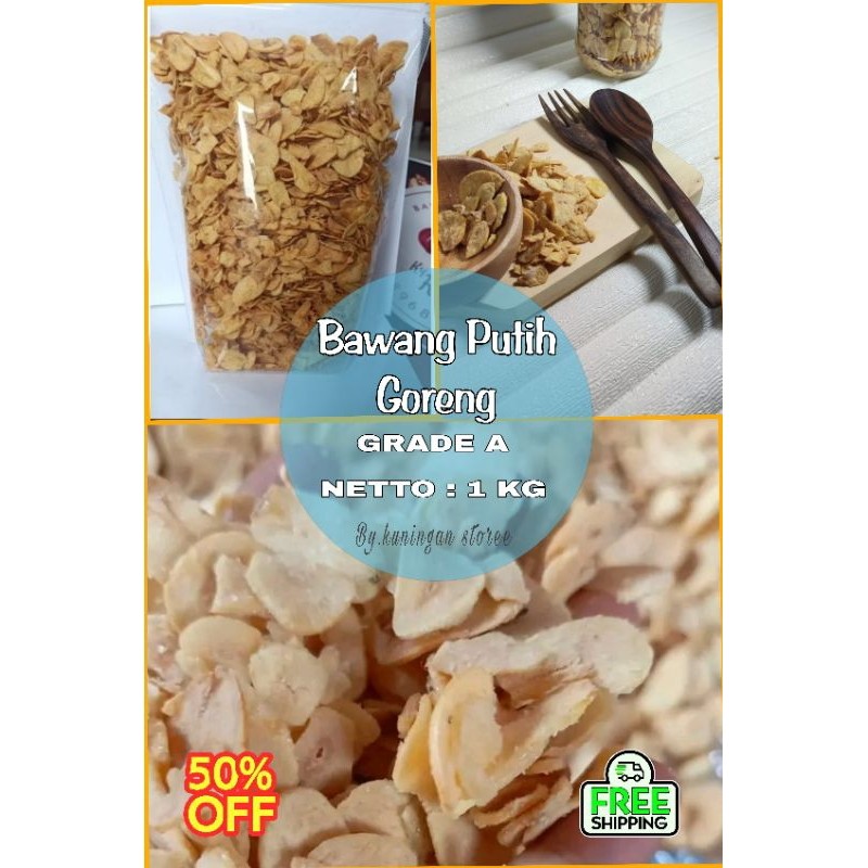 Bawang Putih Goreng Netto 1 KG, Bawang Goreng, Bawang Putih Asli