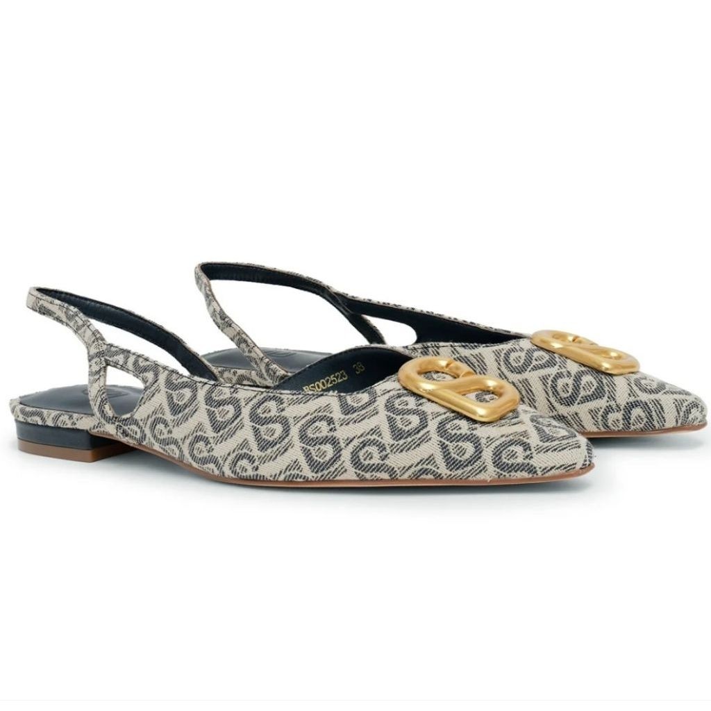 BS Bimu Slingback Shoes Sepatu Sandal Wanita Motif Butt0nscarves Size 38