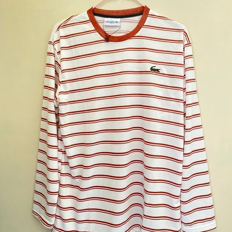 KAOS STRIPE LACOSTE lengan panjang, kaos stripe katun
