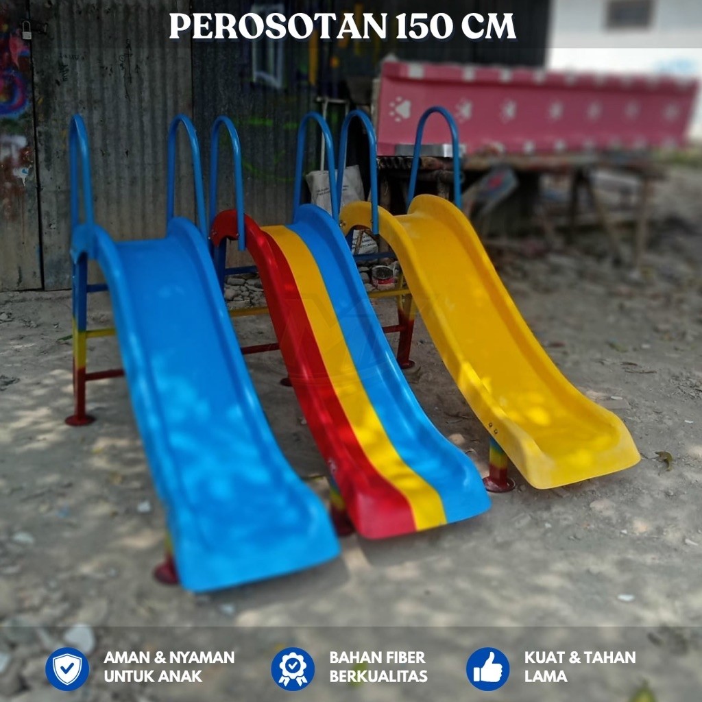 Perosotan Anak 150 CM Seluncuran Plus Rangka - Panjang 150 CM - Tinggi Tangga 80 CM - Lebar 40 cm - 