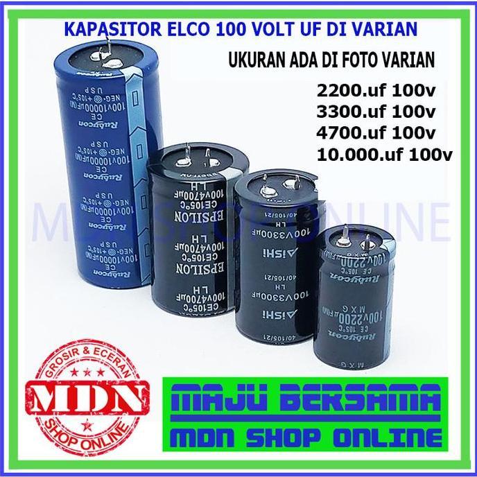 Kapasitor elco 2200uf 3300uf 4700uf 10000uf 100v kualitas bagus