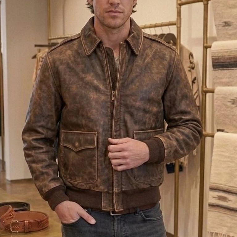 Vintage ORCHARD A2 Military Leather Flight Jacket X Jaket Kulit Pilot Bomber Real McCoys Eastman Avi
