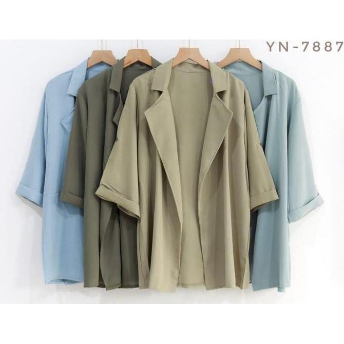 Nova Blazer Outer Flowy Comfy Wanita - Blazer Outer Korean Style Baju Linen