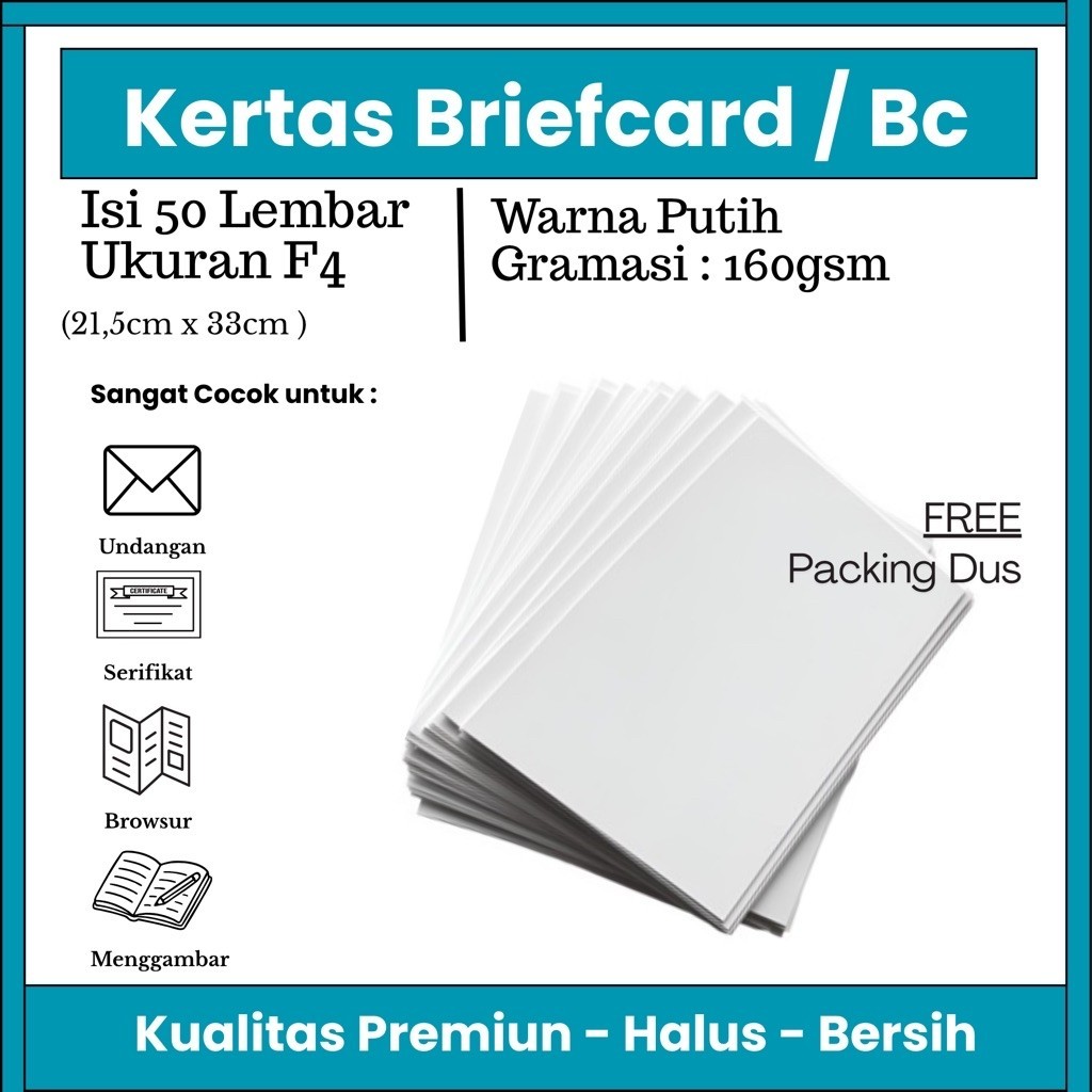 [ 50 Lembar F4 ] Kertas Bc / Briefcard 160gsm