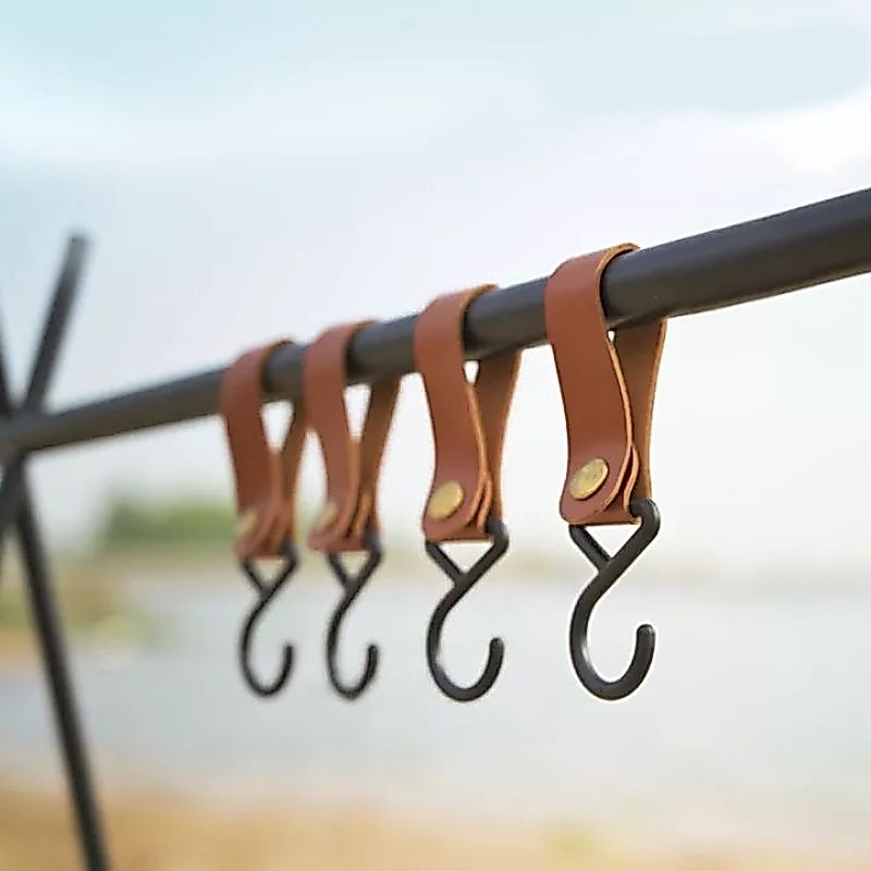 Gantungan Clip Hook Kulit Buckle Hanging Awning Kunci Tas Leather Tiang Rak Camping Tenda Campervan 
