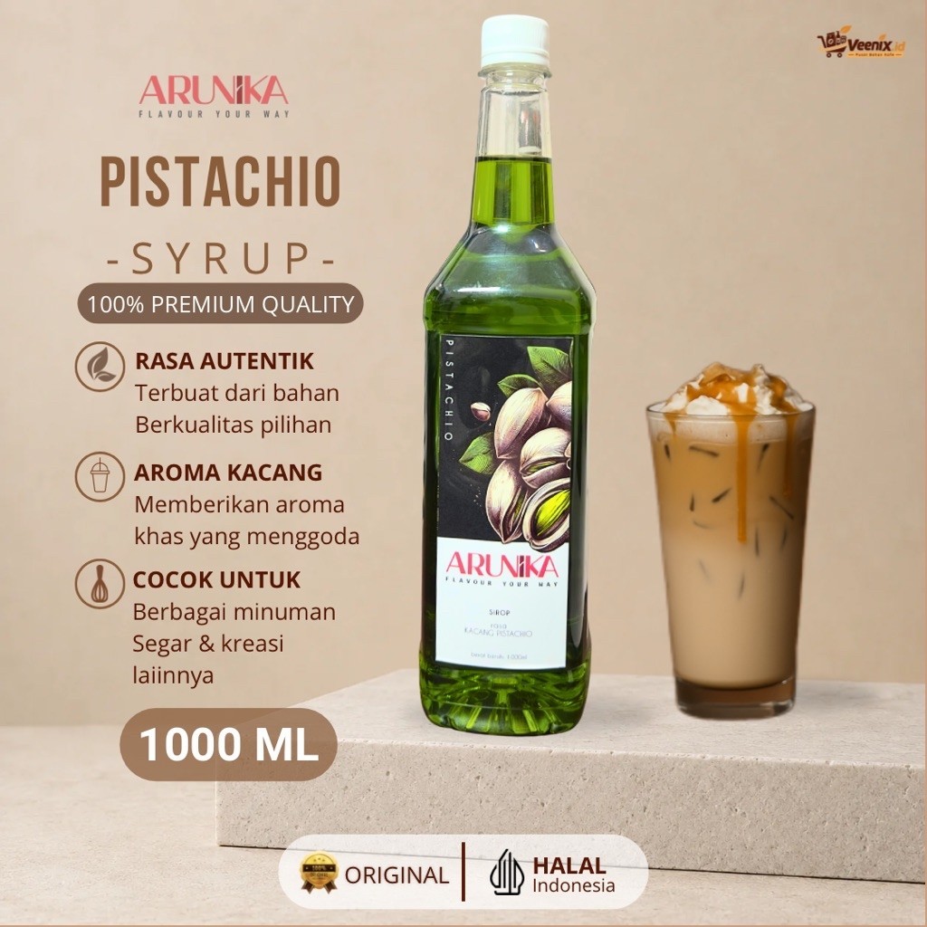 Sirup Pistachio Arunika 1L Untuk Menu Cafe&Resto dan Minuman Kekinian