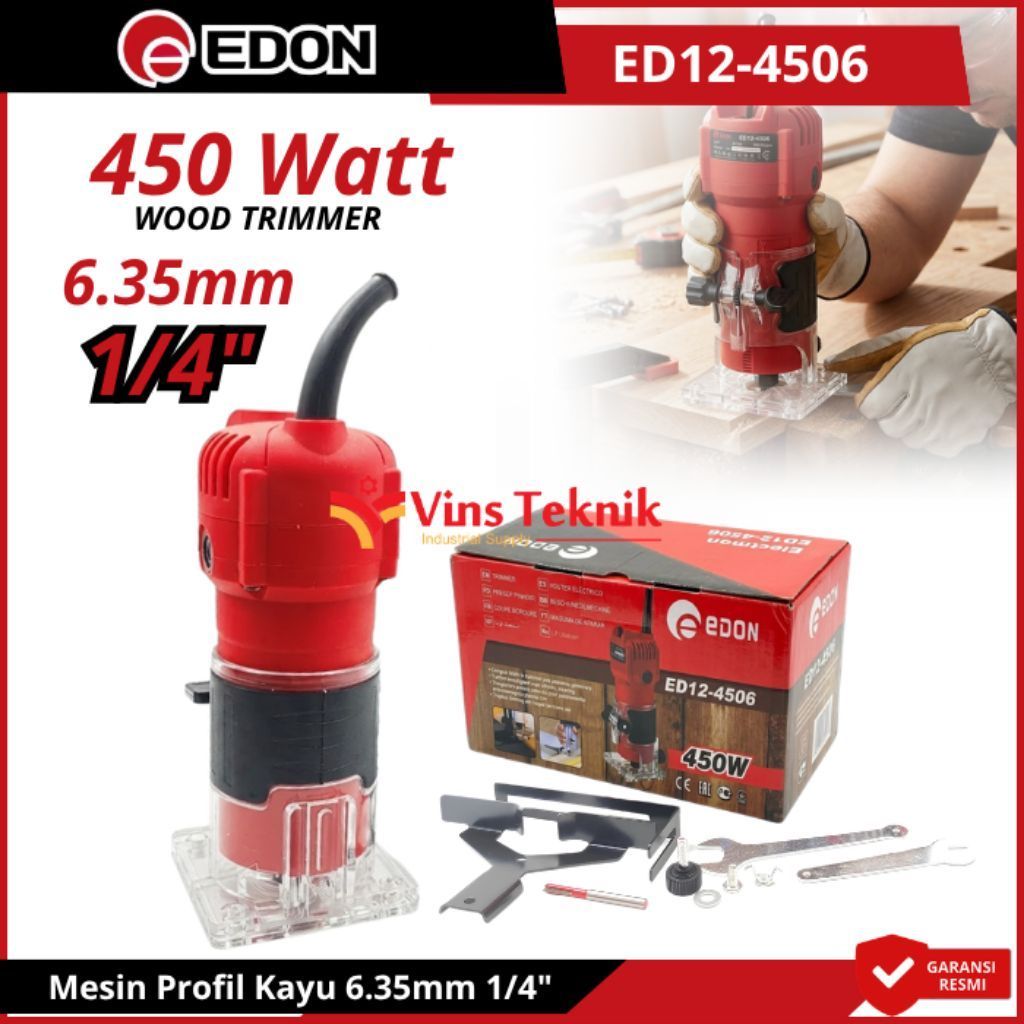 Mesin Profil Kayu EDON ED12-4506 Trimmer Router Elektrik 6mm