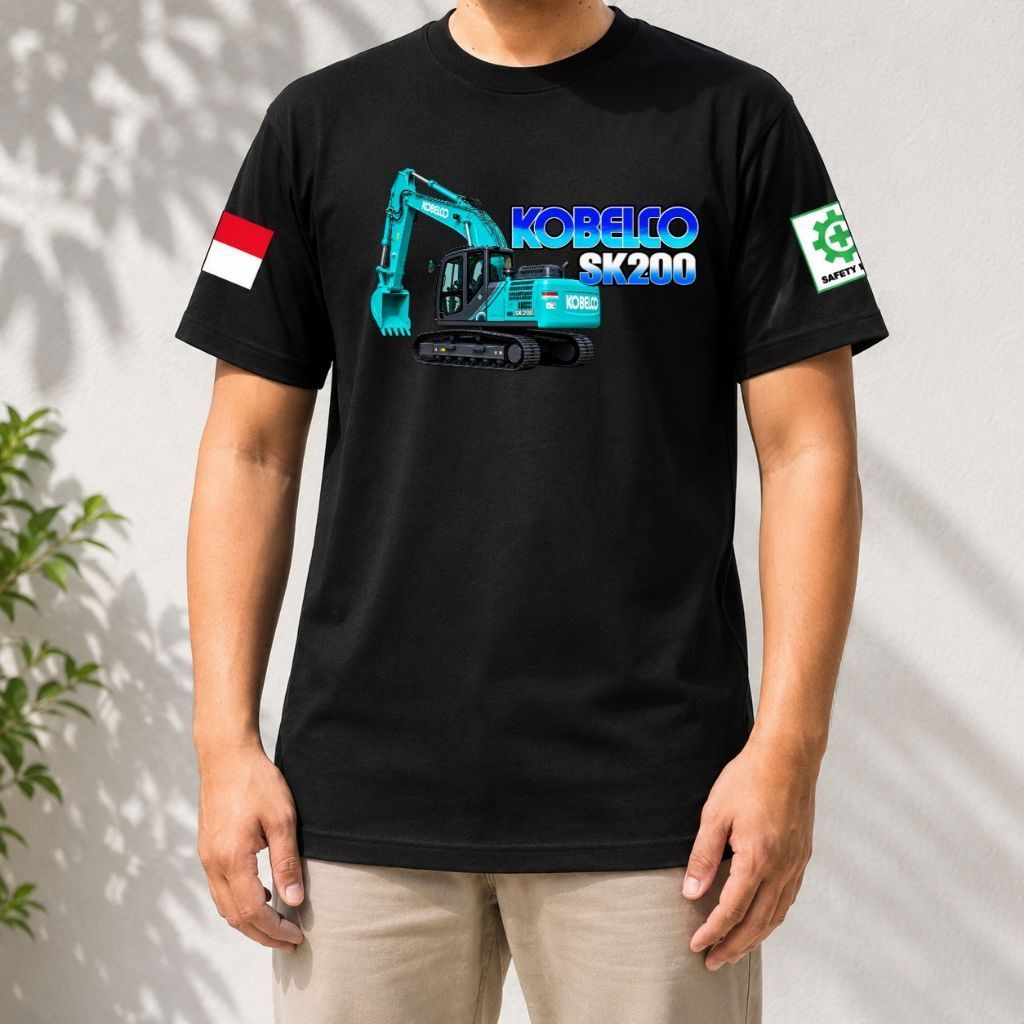 Kaos sablon excavator kobelco/kaos distro alat berat excavator Kobelco/kaos lengan pendek