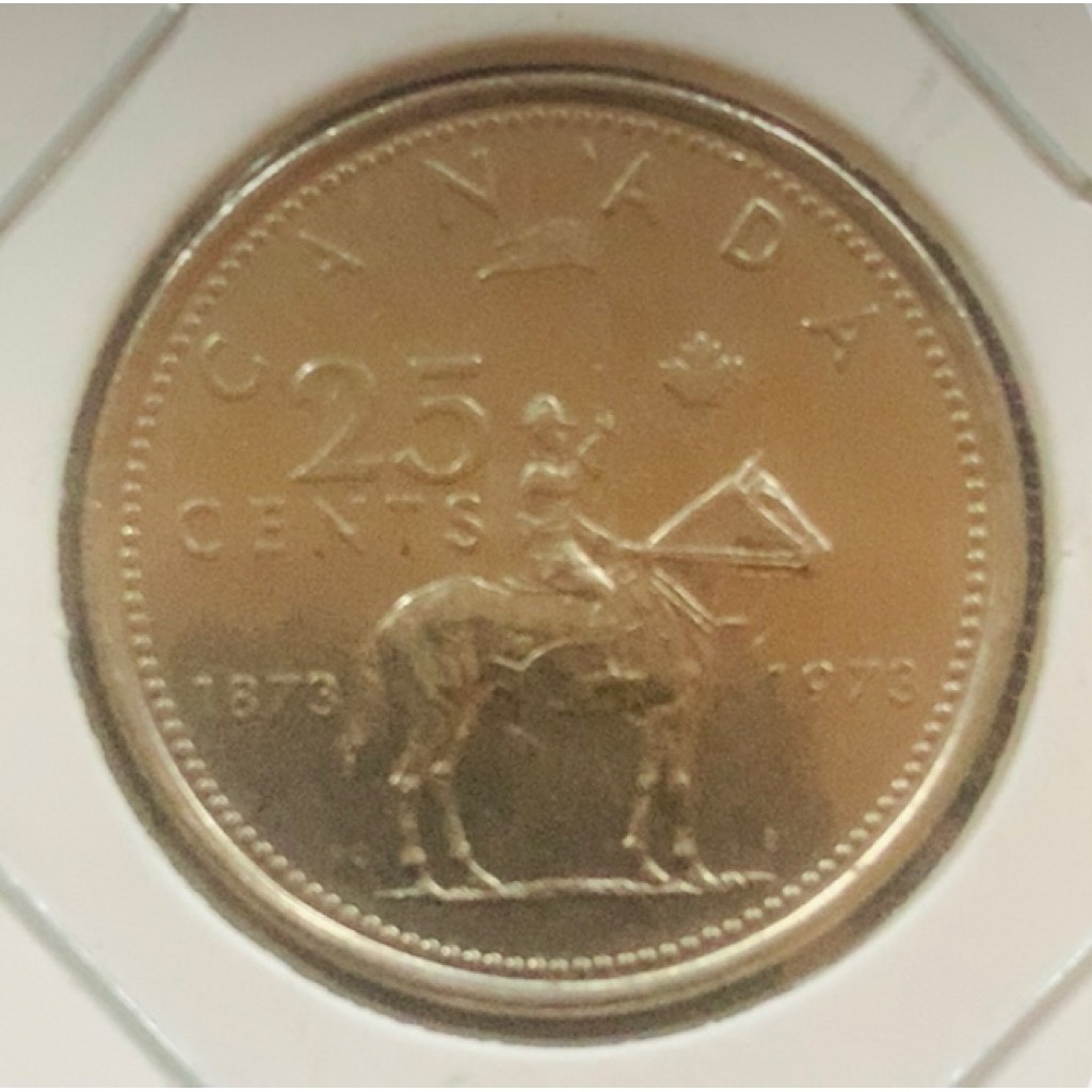 Koin kanada 25 Sent 1973, coin ulang tahun 100 tahun kepolisian canada
