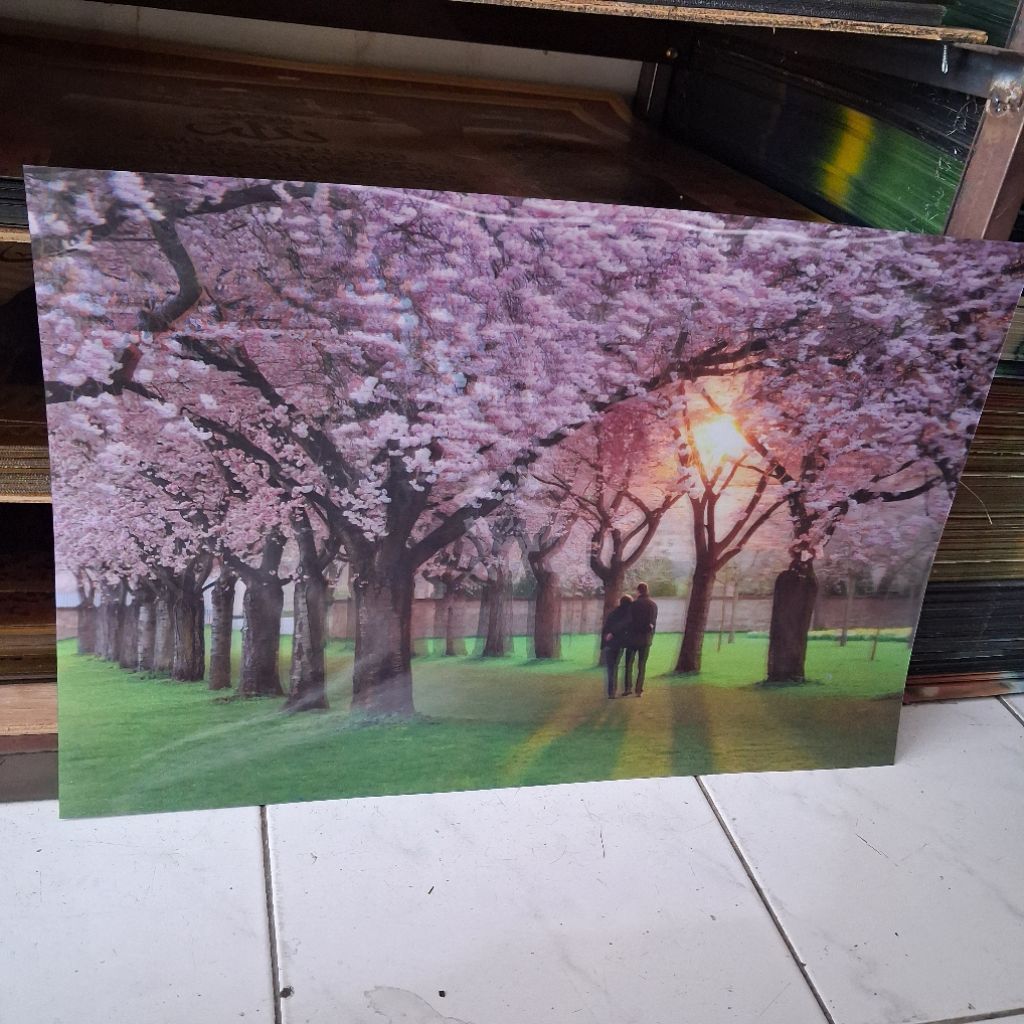 Poster 3 Dimensi BUNGA SAKURA ukuran besar 38x58 cm terlihat nyata
