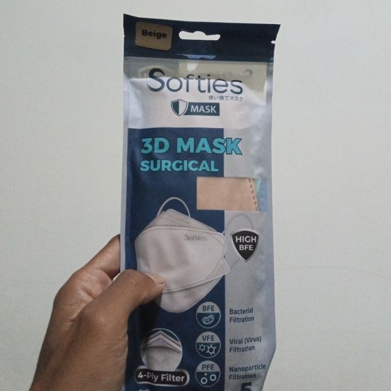 Masker Softies 3D Surgical 4 Ply KF94 - warna beige