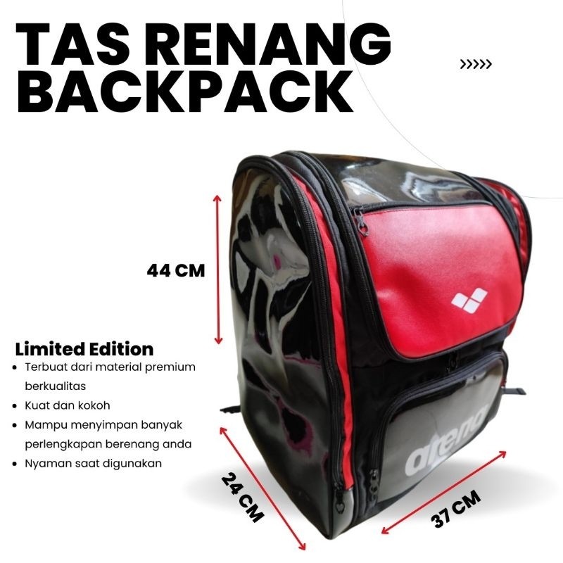Tas Renang Ransel Arena merah/ Tas Renang Ransel Backpack Arena