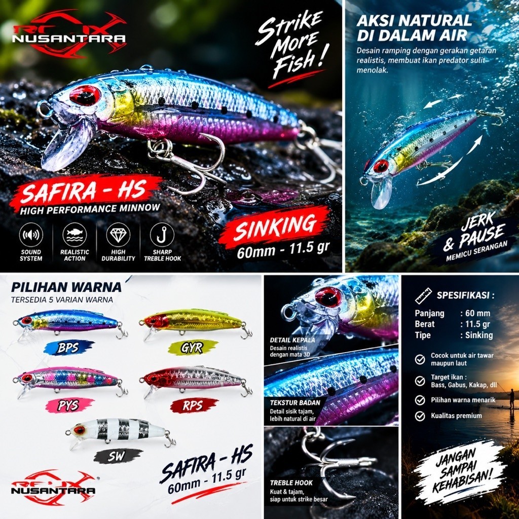 Lure Relix Nusantara Safira HS 60mm / 11.5Gram